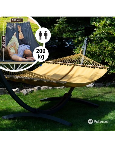 Merida Stabhängematte mit Gestell, Hängematte 215x160cm, Hängemattegestell aus Aluminium oder Stahl