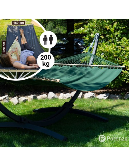 Merida Stabhängematte mit Gestell, Hängematte 215x160cm, Hängemattegestell aus Aluminium oder Stahl