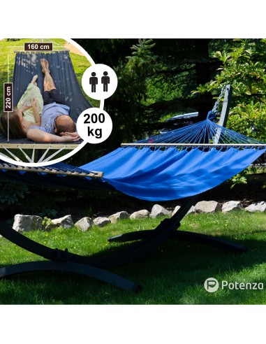 Merida Stabhängematte mit Gestell, Hängematte 215x160cm, Hängemattegestell aus Aluminium oder Stahl