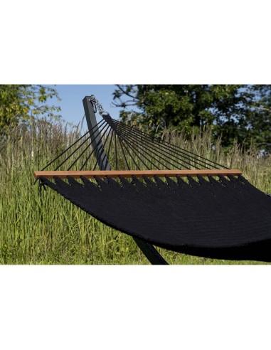 Barbados Stabhängematte aus Baumwolle mit Gestell| Netz-Hängematte mit Holzstab