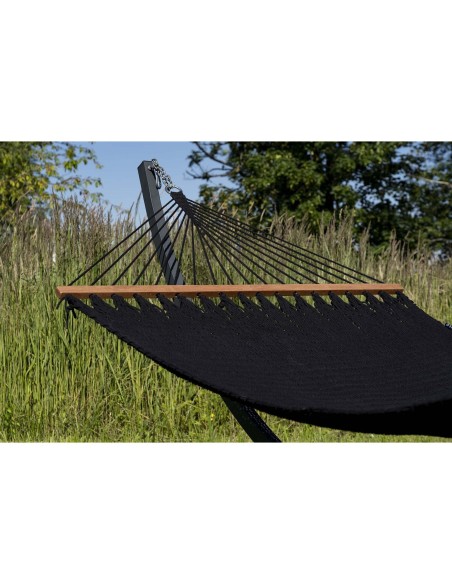 Barbados Stabhängematte aus Baumwolle mit Gestell| Netz-Hängematte mit Holzstab