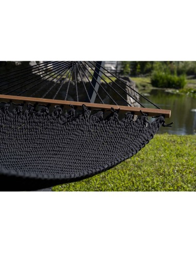 Barbados Stabhängematte aus Baumwolle mit Gestell| Netz-Hängematte mit Holzstab