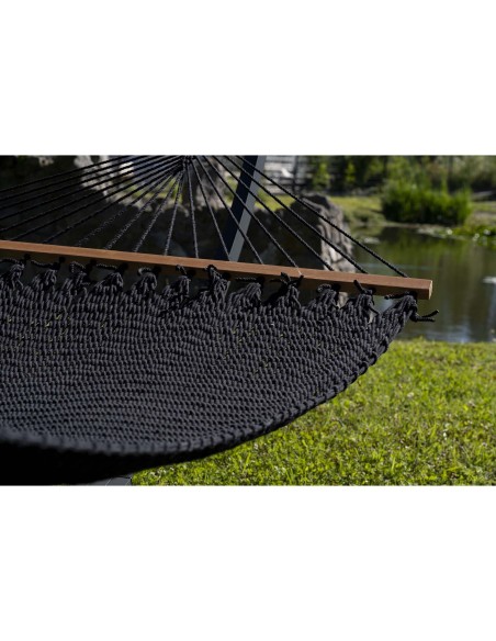 Barbados Stabhängematte aus Baumwolle mit Gestell| Netz-Hängematte mit Holzstab