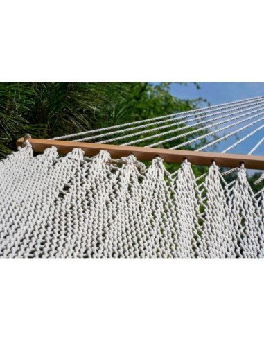 Barbados Stabhängematte aus Baumwolle mit Gestell| Netz-Hängematte mit Holzstab