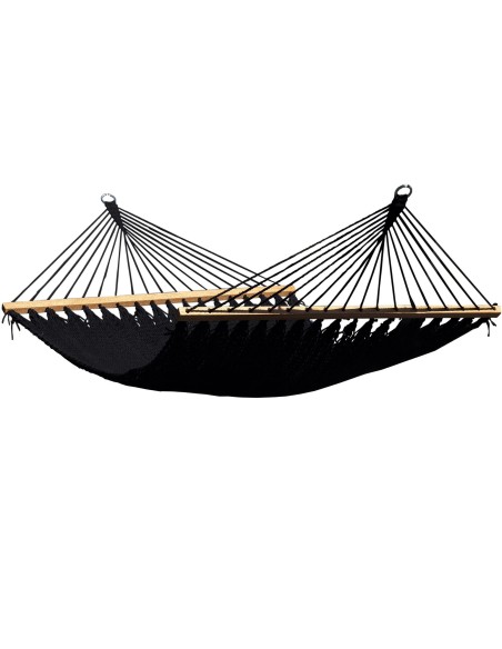 Barbados Stabhängematte aus Baumwolle mit Gestell| Netz-Hängematte mit Holzstab