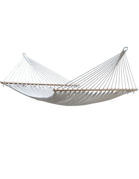 Barbados Stabhängematte aus Baumwolle mit Gestell| Netz-Hängematte mit Holzstab
