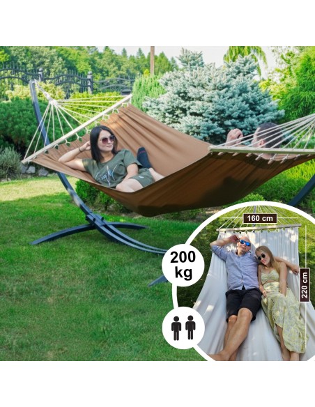 Roma Stabhängematte mit Gestell, Hängematte 220x160cm, Hängemattegestell aus Aluminium oder Stahl