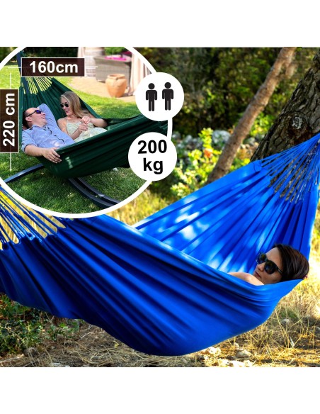 Merida Klassische Hängematte aus Baumwolle 220x160cm, Belastbarkeit bis 200 kg