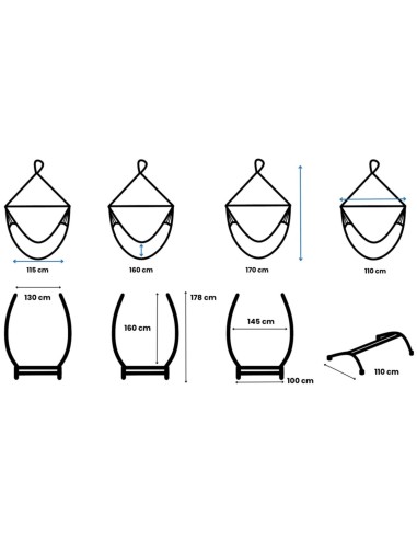 Pereira Hängesessel mit Gazela Gestell, Baumwolle Hängestuhl mit Gestell, Hängesitz aus Kolumbien
