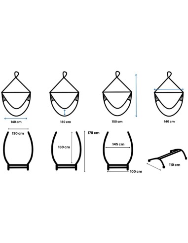 Pereira Hängesessel mit Gazela Gestell, Baumwolle Hängestuhl mit Gestell, Hängesitz aus Kolumbien