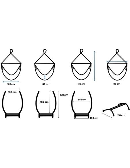 Medelin Hängesessel mit Gestell, Baumwolle Hängestuhl mit Gazela Gestell, Hängesitz aus Kolumbien