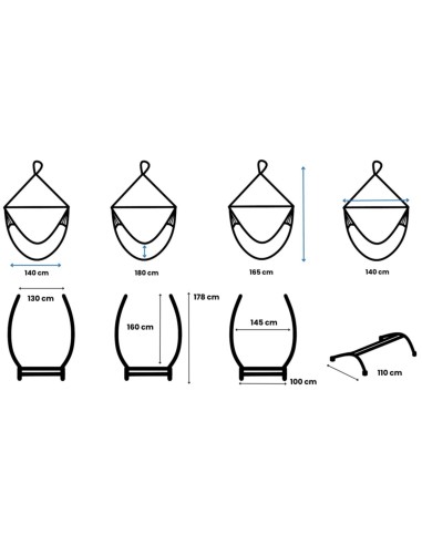 Medelin Hängesessel mit Gestell, Baumwolle Hängestuhl mit Gazela Gestell, Hängesitz aus Kolumbien