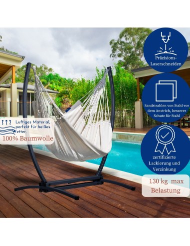 Medelin Hängesessel mit Gestell, Baumwolle Hängestuhl mit Gazela Gestell, Hängesitz aus Kolumbien