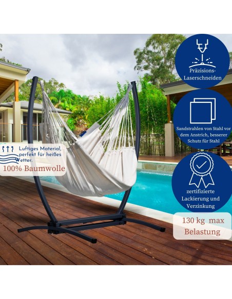 Medelin Hängesessel mit Gestell, Baumwolle Hängestuhl mit Gazela Gestell, Hängesitz aus Kolumbien