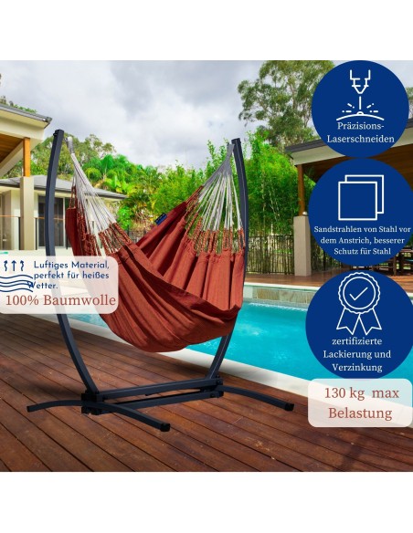 Medelin Hängesessel mit Gestell, Baumwolle Hängestuhl mit Gazela Gestell, Hängesitz aus Kolumbien