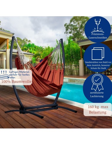 Medelin Hängesessel mit Gestell, Baumwolle Hängestuhl mit Gazela Gestell, Hängesitz aus Kolumbien