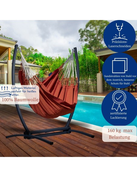 Medelin Hängesessel mit Gestell, Baumwolle Hängestuhl mit Gazela Gestell, Hängesitz aus Kolumbien