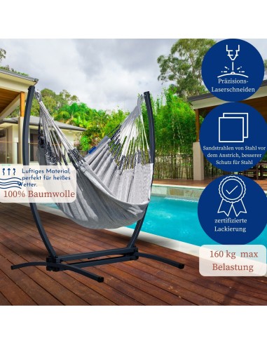 Medelin Hängesessel mit Gestell, Baumwolle Hängestuhl mit Gazela Gestell, Hängesitz aus Kolumbien