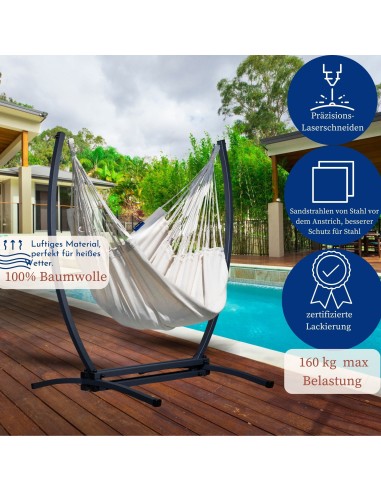 Medelin Hängesessel mit Gestell, Baumwolle Hängestuhl mit Gazela Gestell, Hängesitz aus Kolumbien