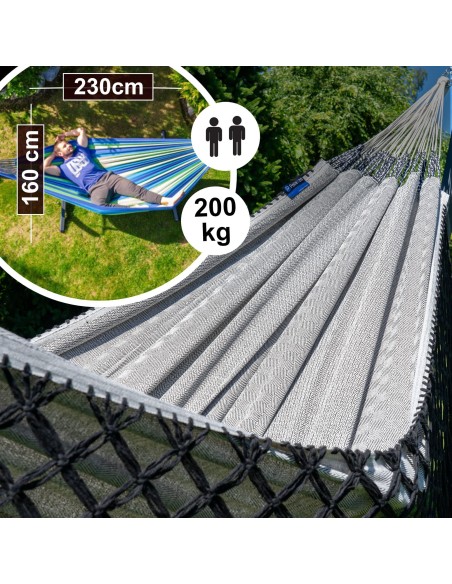 Medelin Double Boho Makramee Fransen Hängematte 230x160 cm, Belastbarkeit bis 200 kg