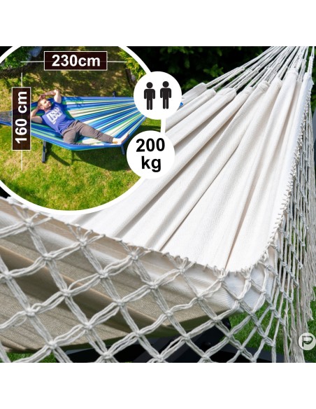 Medelin Double Boho Makramee Fransen Hängematte 230x160 cm, Belastbarkeit bis 200 kg