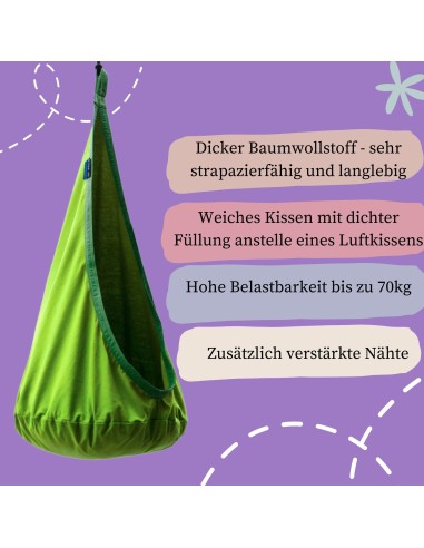 Milo Cocoon Hängehöhle für Kinder Hängesessel 100% Baumwolle max 70kg