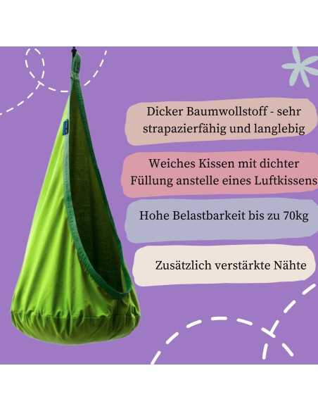 Milo Cocoon Hängehöhle für Kinder Hängesessel 100% Baumwolle max 70kg