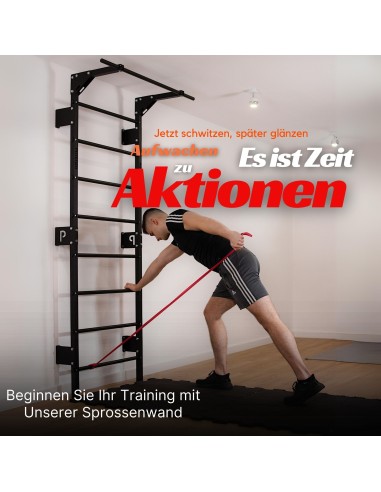 Sprossenwand aus Metall, Klettergerüst bis 250kg, Turnwand Grau