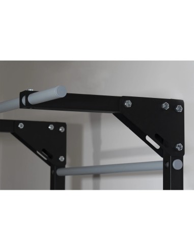 Sprossenwand mit Klimmzugstange aus Metall, Klettergerüst bis 250kg, Turnwand Schwarz