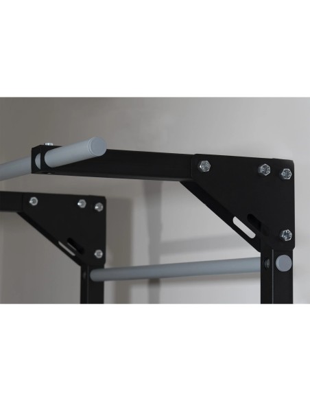 Sprossenwand mit Klimmzugstange aus Metall, Klettergerüst bis 250kg, Turnwand Schwarz