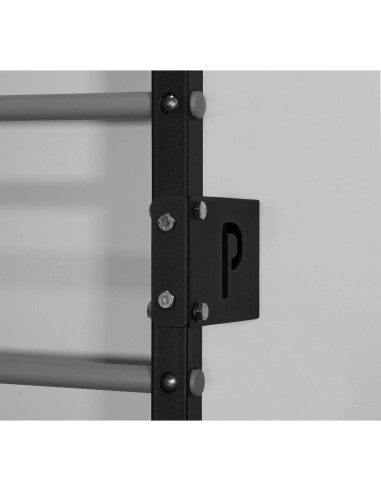 Sprossenwand mit Klimmzugstange aus Metall, Klettergerüst bis 250kg, Turnwand Schwarz