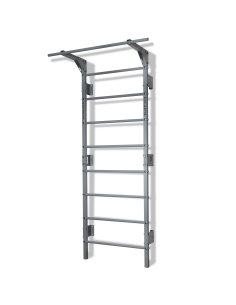 Sprossenwand mit Klimmzugstange aus Metall, Klettergerüst bis 250kg, Turnwand Grau