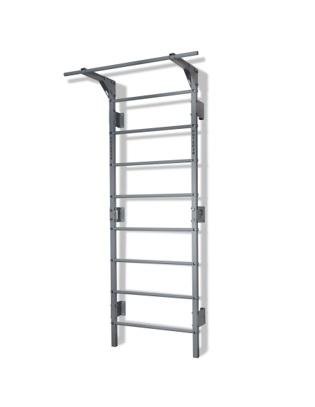 Sprossenwand mit Klimmzugstange aus Metall, Klettergerüst bis 250kg, Turnwand Grau