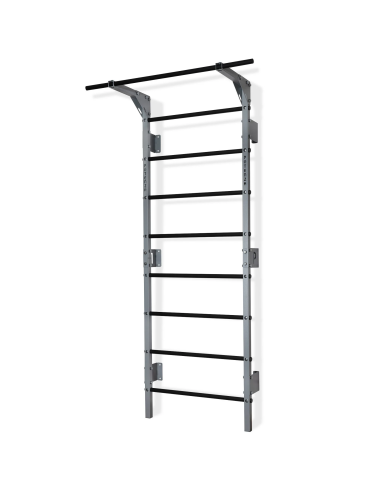 Sprossenwand mit Klimmzugstange aus Metall, Klettergerüst bis 250kg, Turnwand Grau