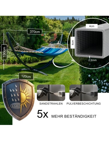 Santia Stabhängematte mit Gestell, Hängematte 220x160cm, Hängemattegestell aus Aluminium oder Stahl