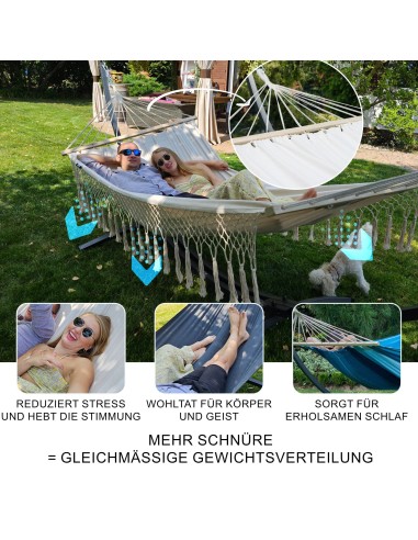 Santia Stabhängematte mit Gestell, Hängematte 220x160cm, Hängemattegestell aus Aluminium oder Stahl