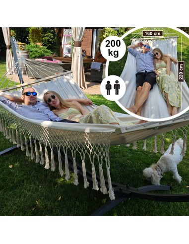 Santia Stabhängematte mit Gestell, Hängematte 220x160cm, Hängemattegestell aus Aluminium oder Stahl