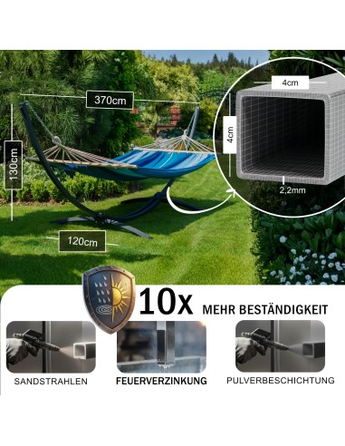 Santia Stabhängematte mit Gestell, Hängematte 220x160cm, Hängemattegestell aus Aluminium oder Stahl