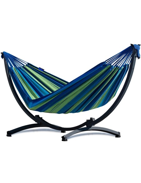 Hängematte mit Gestell I Stabiler Rahmen 200kg - 250cm Balkon I Hängematte 200x120cm I Indoor Outdoor Garten Pool Terrasse Stahl