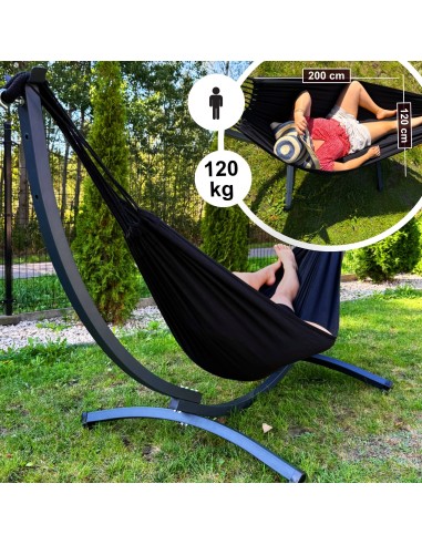 Hängematte mit Gestell I Stabiler Rahmen 200kg - 250cm Balkon I Hängematte 200x120cm I Indoor Outdoor Garten Pool Terrasse Stahl