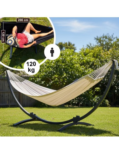 Hängematte mit Gestell I Stabiler Rahmen 200kg - 250cm Balkon I Hängematte 200x120cm I Indoor Outdoor Garten Pool Terrasse Stahl