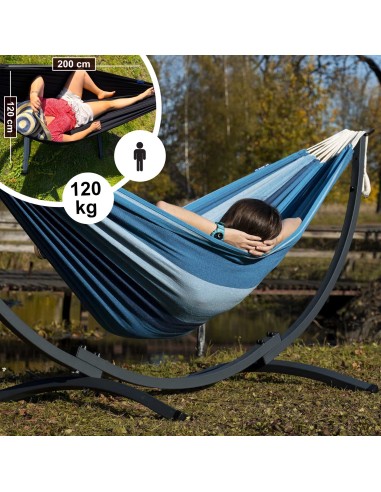 Hängematte mit Gestell I Stabiler Rahmen 200kg - 250cm Balkon I Hängematte 200x120cm I Indoor Outdoor Garten Pool Terrasse Stahl