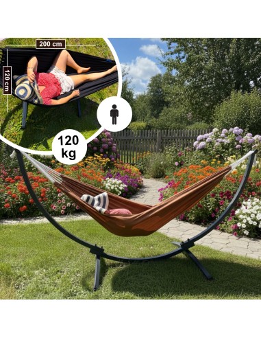 Hängematte mit Gestell I Stabiler Rahmen 200kg - 250cm Balkon I Hängematte 200x120cm I Indoor Outdoor Garten Pool Terrasse Stahl