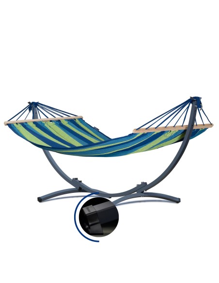 Hängematte mit Gestell I Stabiler Rahmen 200kg - 250cm Balkon I Stabhängematte 200x120cm I Indoor Outdoor