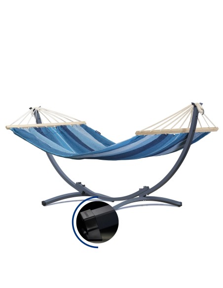 Hängematte mit Gestell I Stabiler Rahmen 200kg - 250cm Balkon I Stabhängematte 200x120cm I Indoor Outdoor