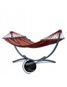 Miniatura - Hängematte mit Gestell I Stabiler Rahmen 200kg - 250cm Balkon I Stabhängematte 200x120cm I Indoor Outdoor (Czerwony)