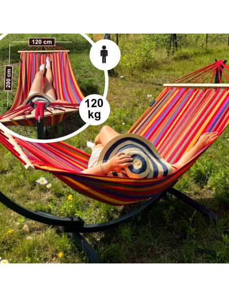 Hängematte mit Gestell I Stabiler Rahmen 200kg - 250cm Balkon I Stabhängematte 200x120cm I Indoor Outdoor