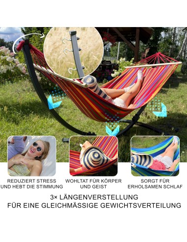 Hängematte mit Gestell I Stabiler Rahmen 200kg - 250cm Balkon I Stabhängematte 200x120cm I Indoor Outdoor