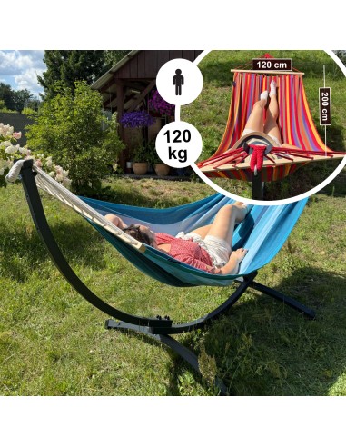 Hängematte mit Gestell I Stabiler Rahmen 200kg - 250cm Balkon I Stabhängematte 200x120cm I Indoor Outdoor