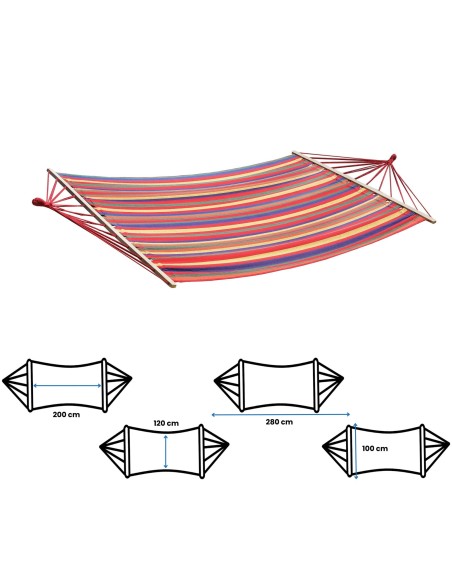 Hängematte mit Indela Gestell – 120kg für 1 Personen I Stabhängematte- 200x120, 120kg
